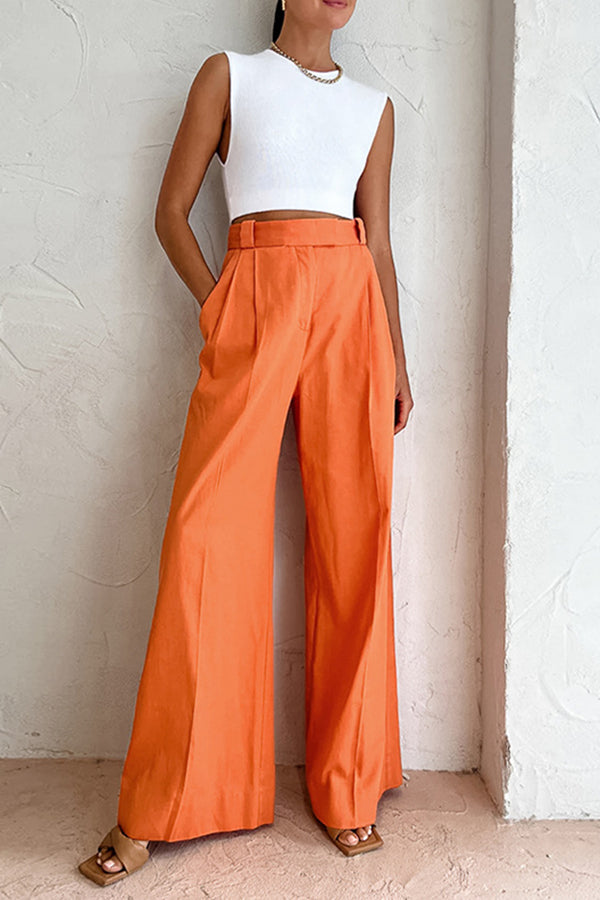 Orange High-Waisted Wide-Leg Pants