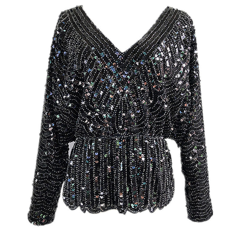 Christmas Gorgeous Hand Beaded Sequin Top