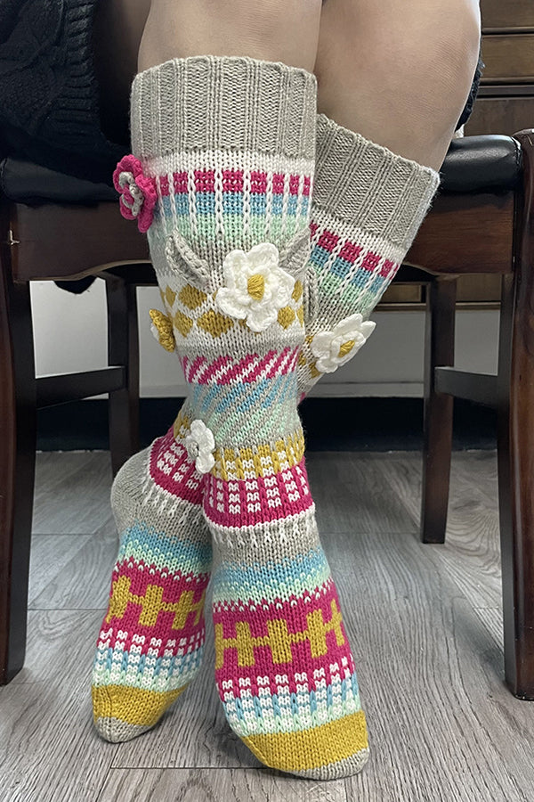 Adorable Colorful Socks with Flowers