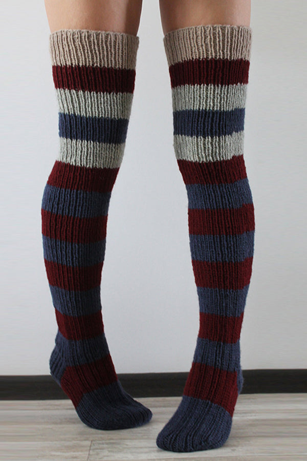 Striped Knitted Wool Socks Having Your Name