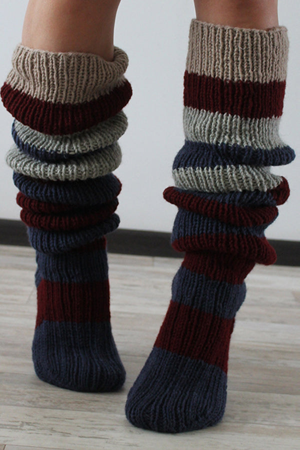 Striped Knitted Wool Socks Having Your Name