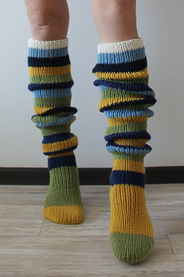 Funny Yellow Striped Knitted Wool Socks