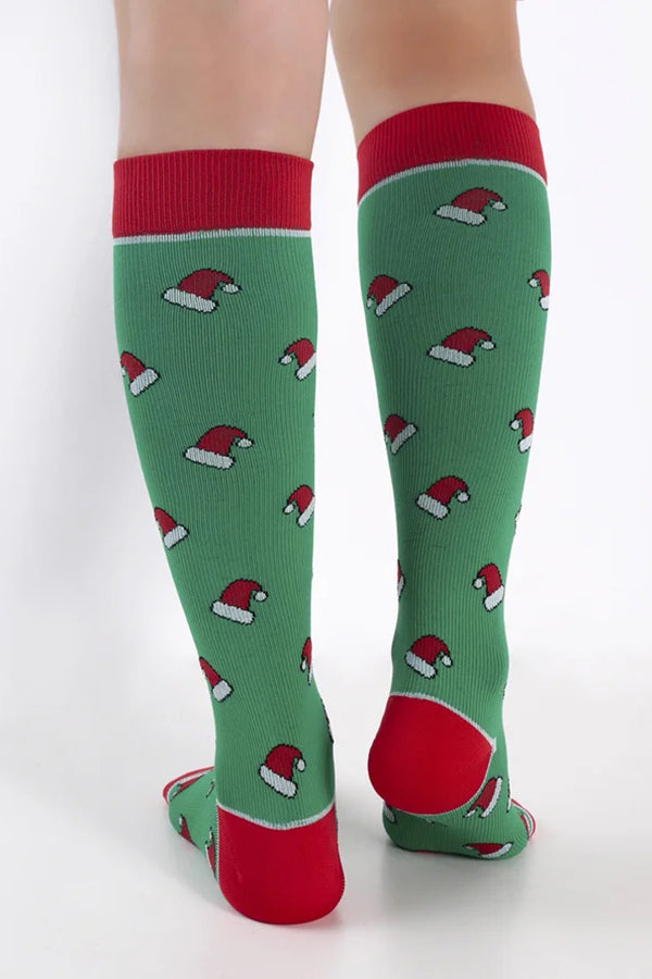 1 pair Christmas Hat Cartoon Pattern Knee Socks