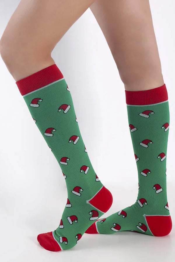 1 pair Christmas Hat Cartoon Pattern Knee Socks