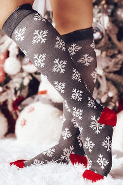 1 pair Christmas Snow Cartoon Pattern Knee Socks