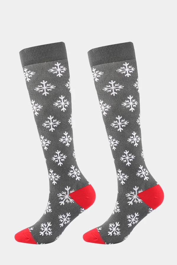 1 pair Christmas Snow Cartoon Pattern Knee Socks