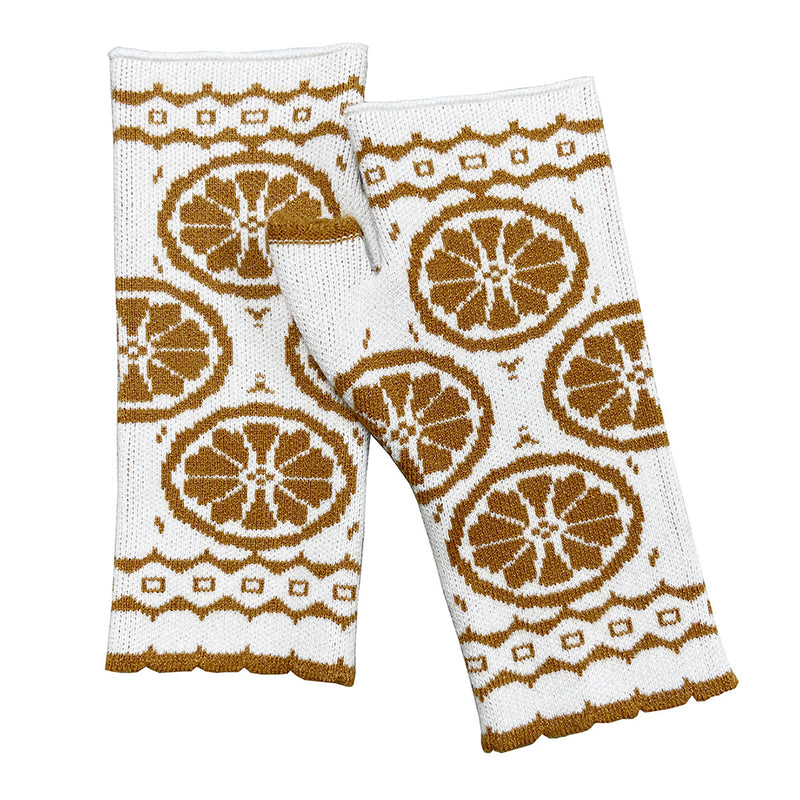 Retro Fruit Jacquard Wool Women's Long Gloves