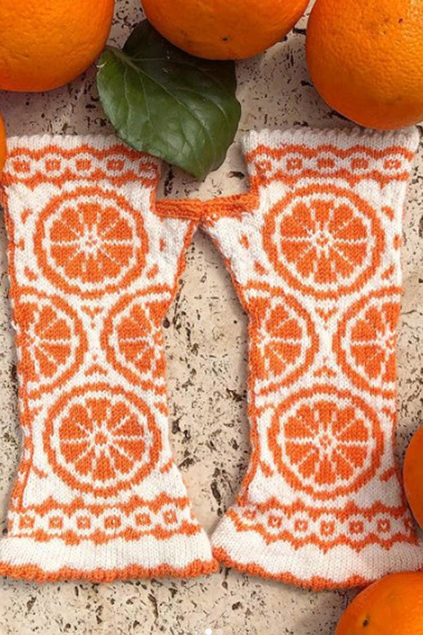 Retro Fruit Jacquard Wool Women's Long Gloves