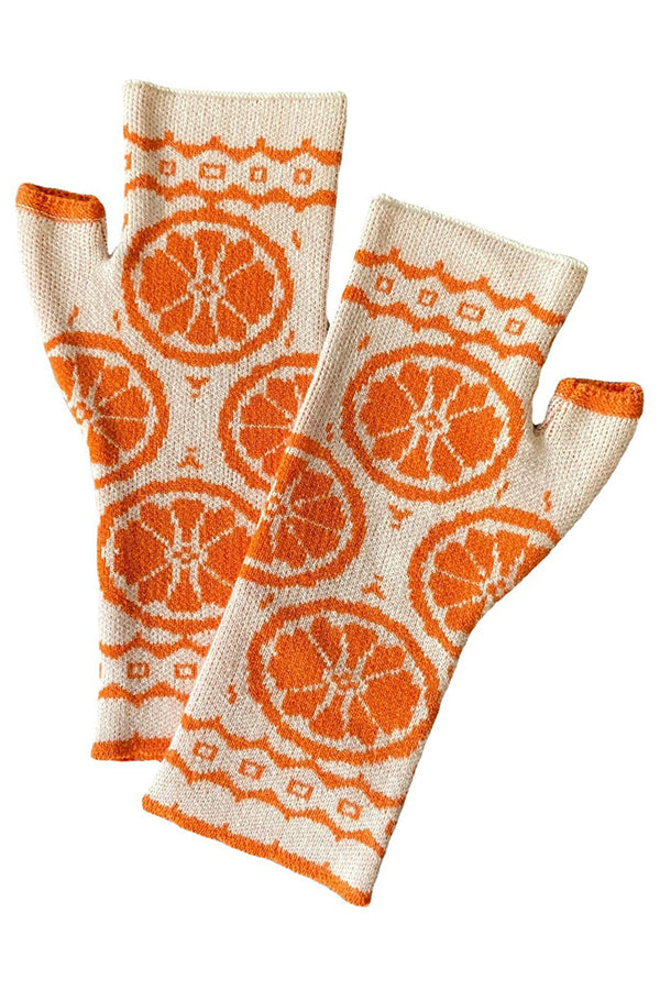 Retro Fruit Jacquard Wool Women's Long Gloves