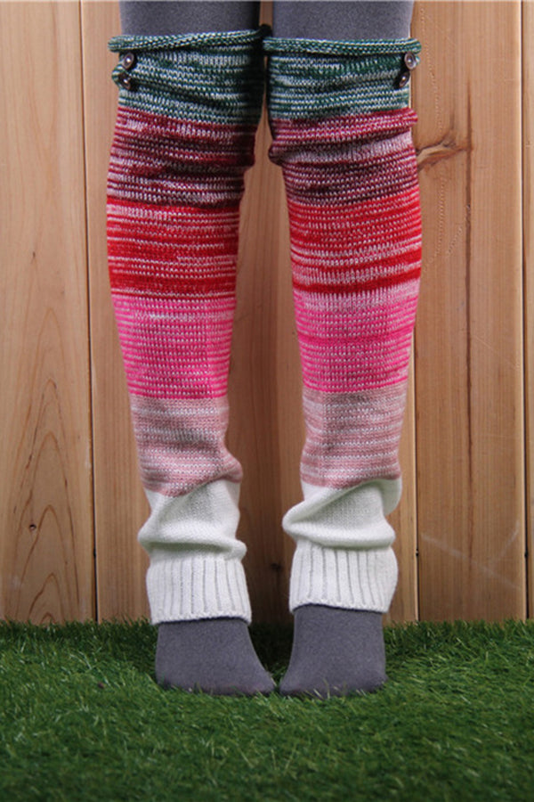 Over-the-Knee Colorful Woolen Leg Warmers with Extended Length