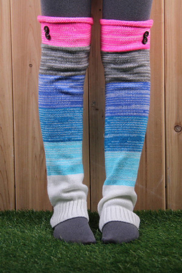 Over-the-Knee Colorful Woolen Leg Warmers with Extended Length