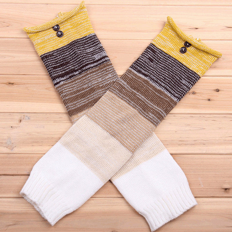 Over-the-Knee Colorful Woolen Leg Warmers with Extended Length