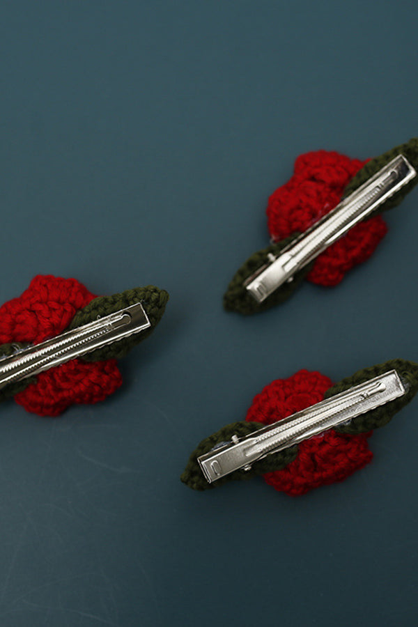 Handmade Crocheted Rose Hairpin