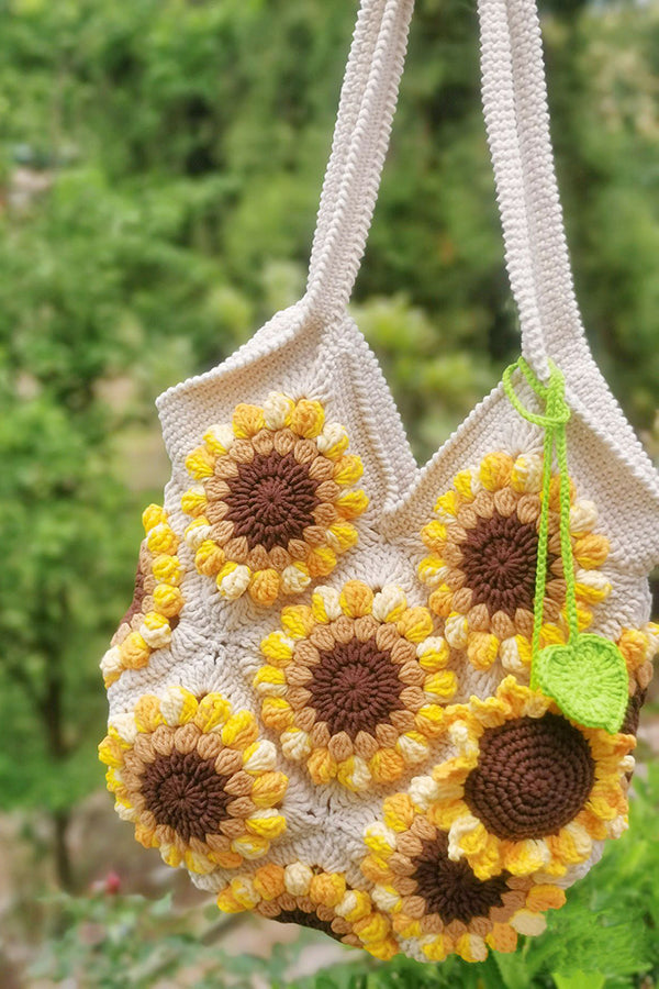 Handmade Crochet Sunflower Shoulder Bag