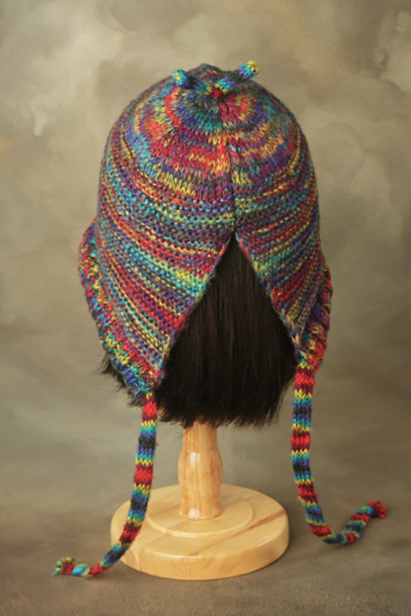 Retro Rainbow Ethnic Style Ear Protection Warm Knitted Hat