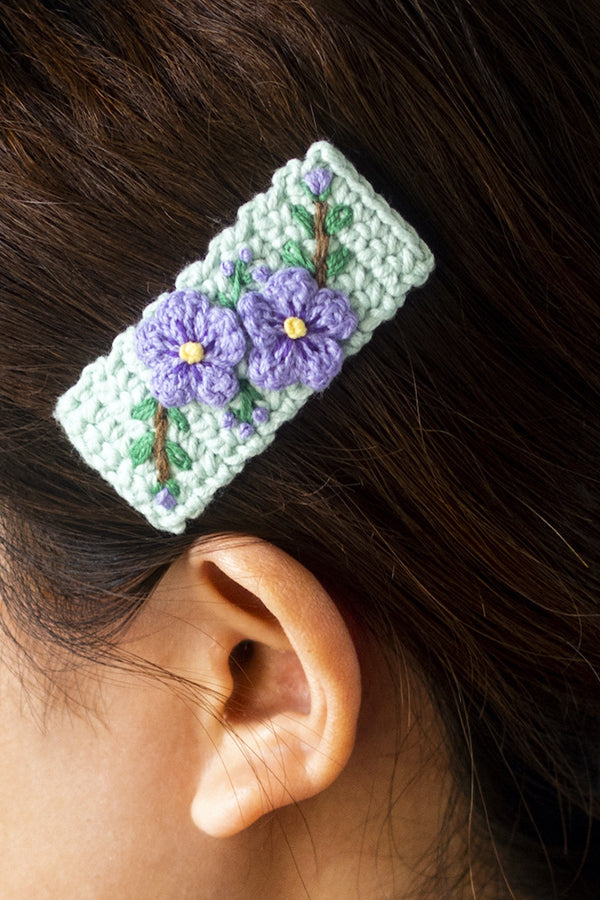 Vintage Embroidered Knitted Braided Hair Clip