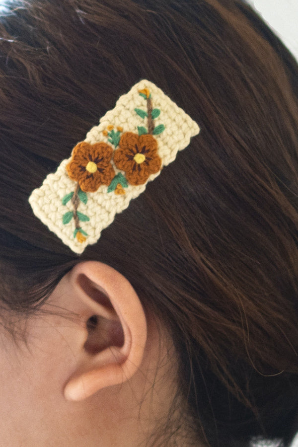 Vintage Embroidered Knitted Braided Hair Clip