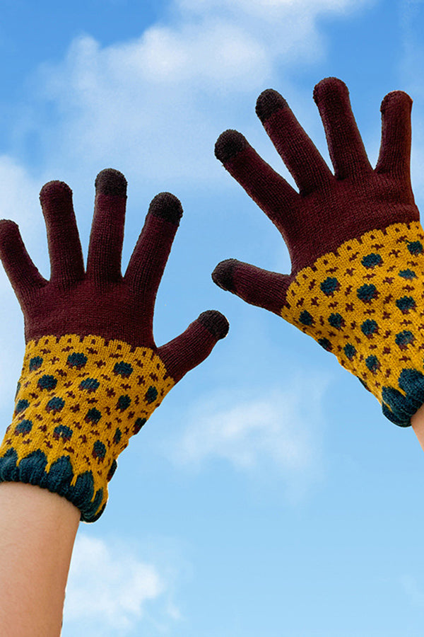 Floral Color Block Gloves