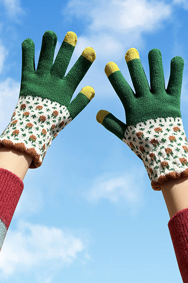 Floral Color Block Gloves