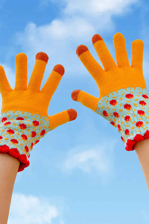 Floral Color Block Gloves