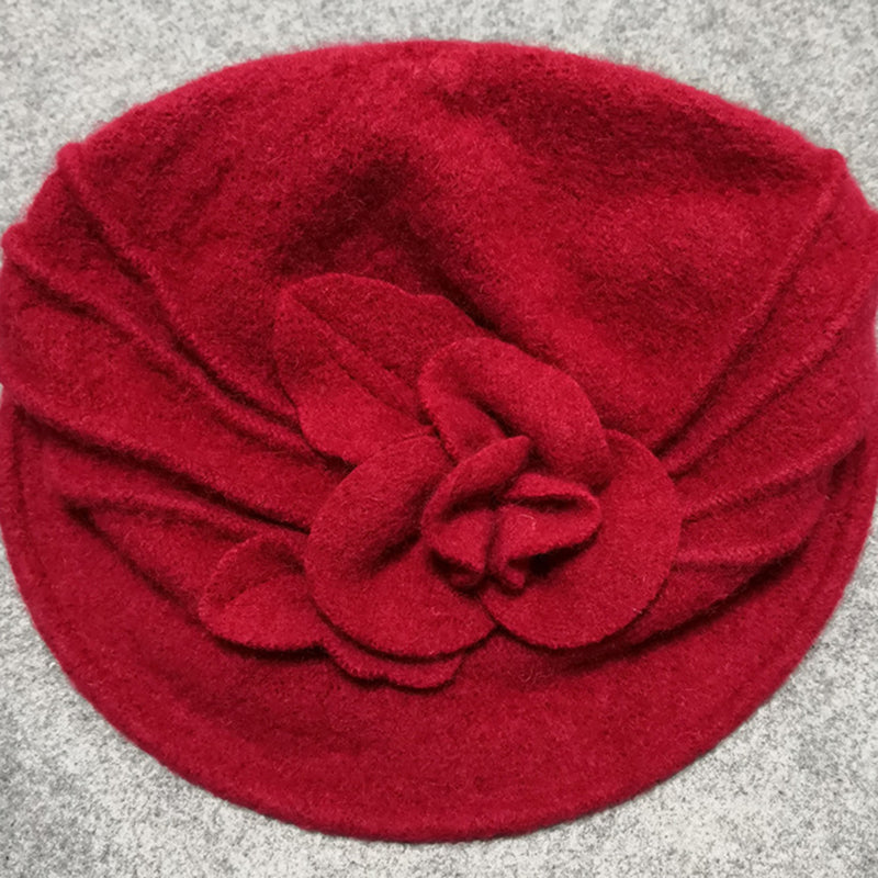 Retro Floral Wool Hat