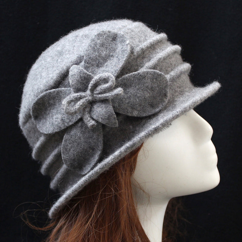 Retro Floral Wool Hat