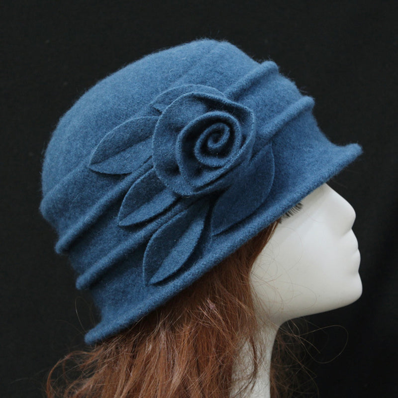 Retro Floral Wool Hat