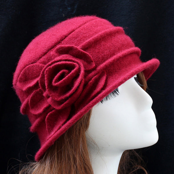 Retro Floral Wool Hat