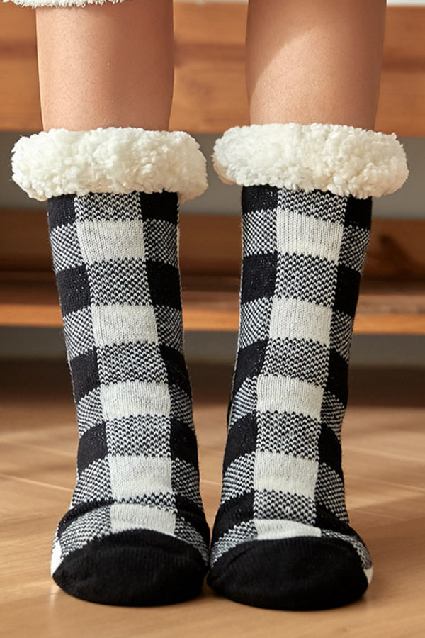 Christmas Plaid Warm Ppadded Floor Socks