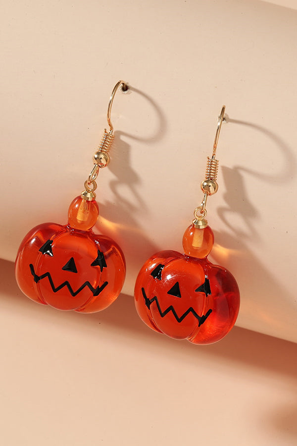 Cartoon Cute Three-Dimensional Resin Pendant Pumpkin Earrings