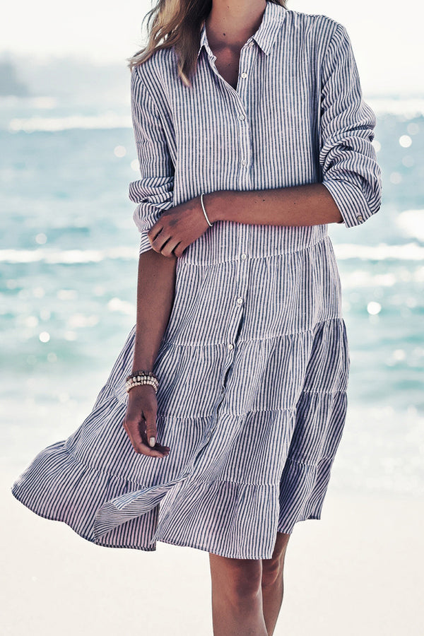 Black And White Striped Shirt Beach Dress