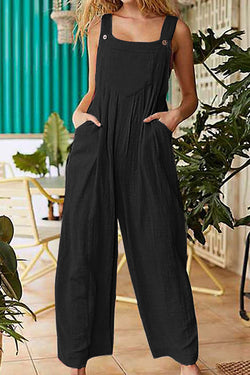 Solid Color Cargo Pocket Jumpsuit