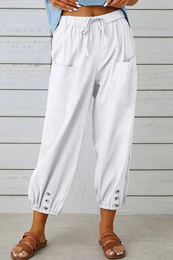 Casual Fashion Cotton Linen Cropped Pants