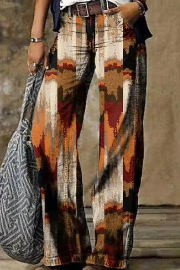 Printed Denim Trousers