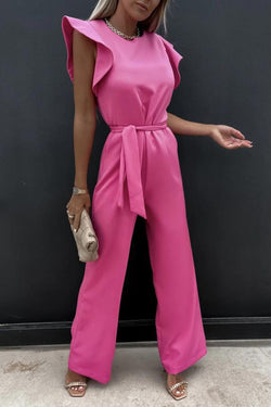 High-Waist Commuter Tie Waist Jumpsuit