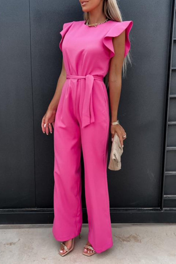 High-Waist Commuter Tie Waist Jumpsuit