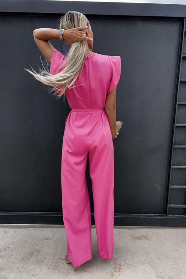 High-Waist Commuter Tie Waist Jumpsuit