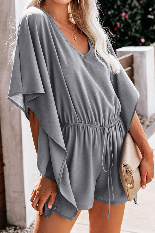 V-Neck High Waist Tie Loose Jumpsuit