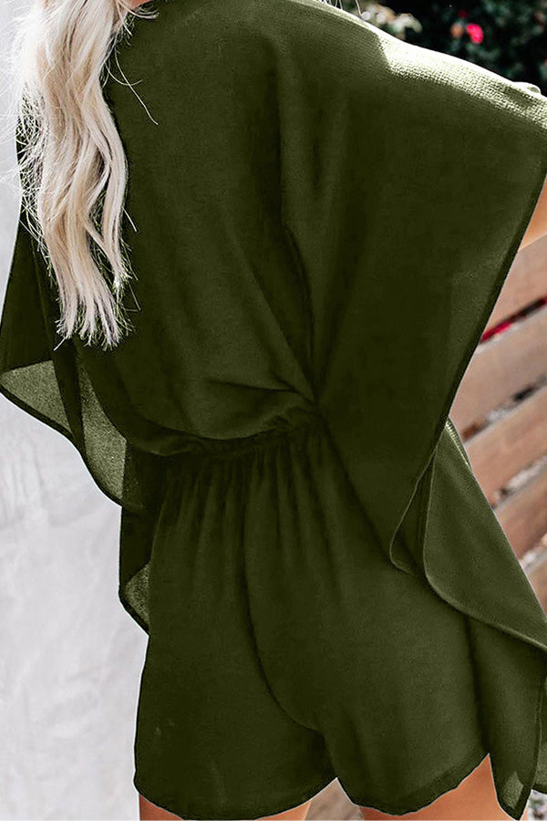 V-Neck High Waist Tie Loose Jumpsuit