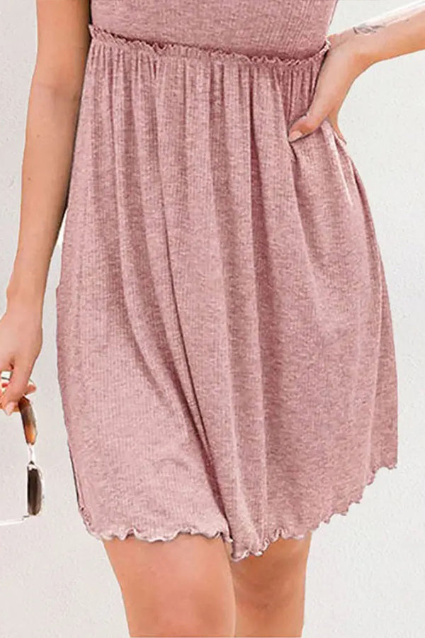 Ruffle Hem Casual Knitted Sleeveless Dress