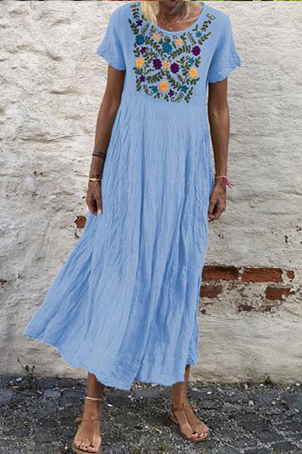 Bohemian Embroidery Casual Maxi Dress