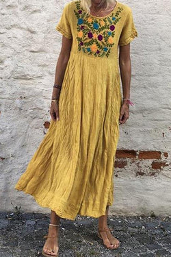 Bohemian Embroidery Casual Maxi Dress