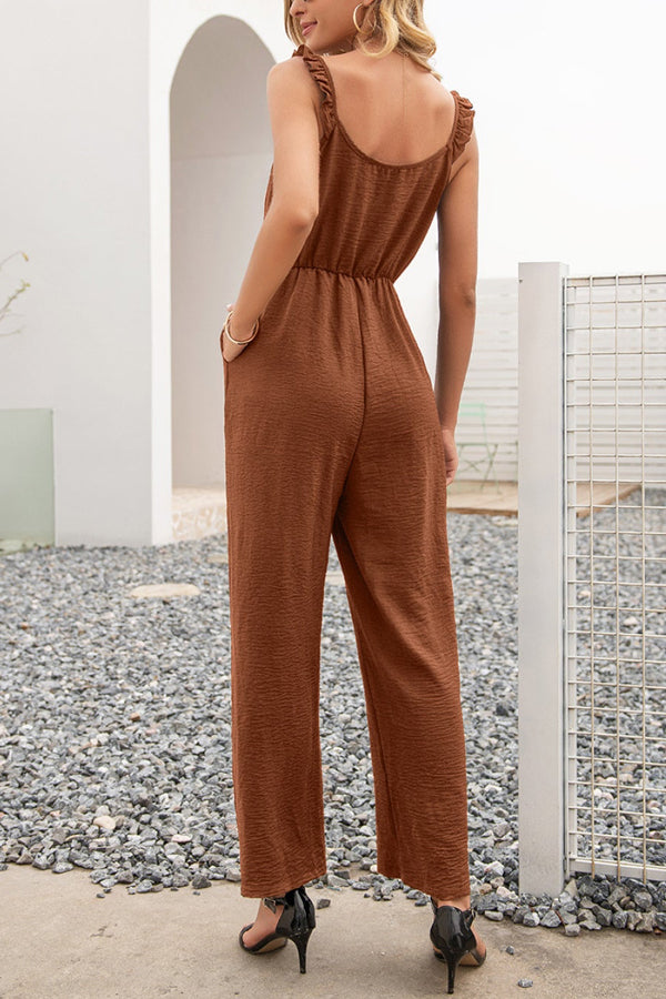 Ruffle Strap Wide Leg Jumpsuit