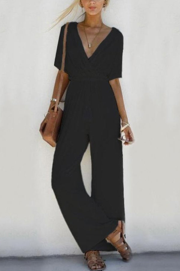 Casual V-Neck Jumpsuit