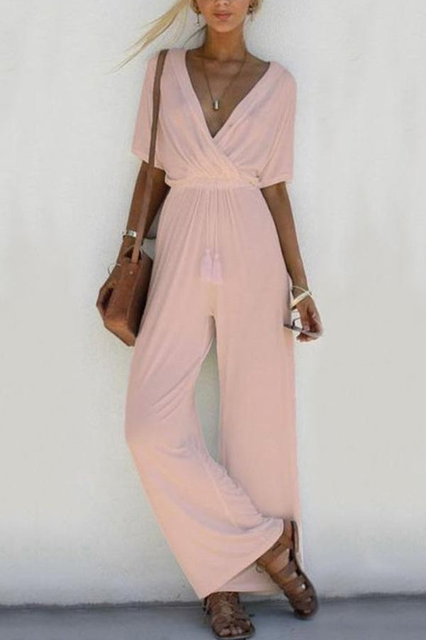 Casual V-Neck Jumpsuit