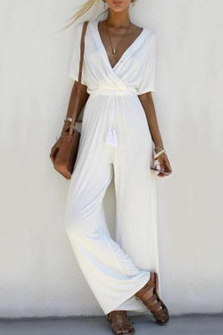 Casual V-Neck Jumpsuit