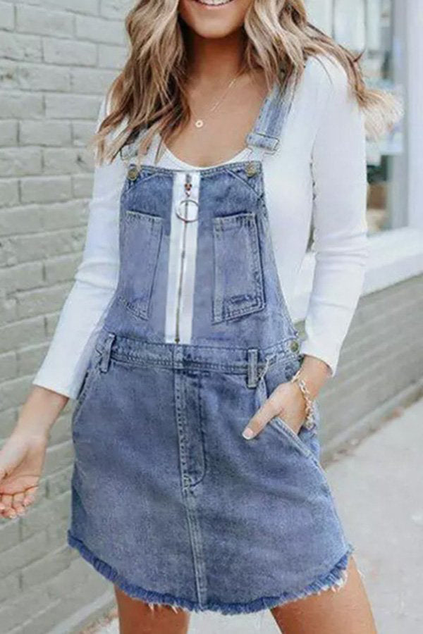 Zipper Pocket Denim Overall