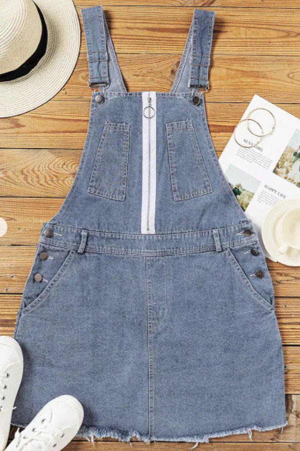 Zipper Pocket Denim Overall