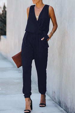 Sleeveless Solid Color Jumpsuit