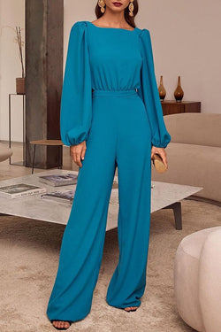 Elegant Solid Color Lace Up Jumpsuits